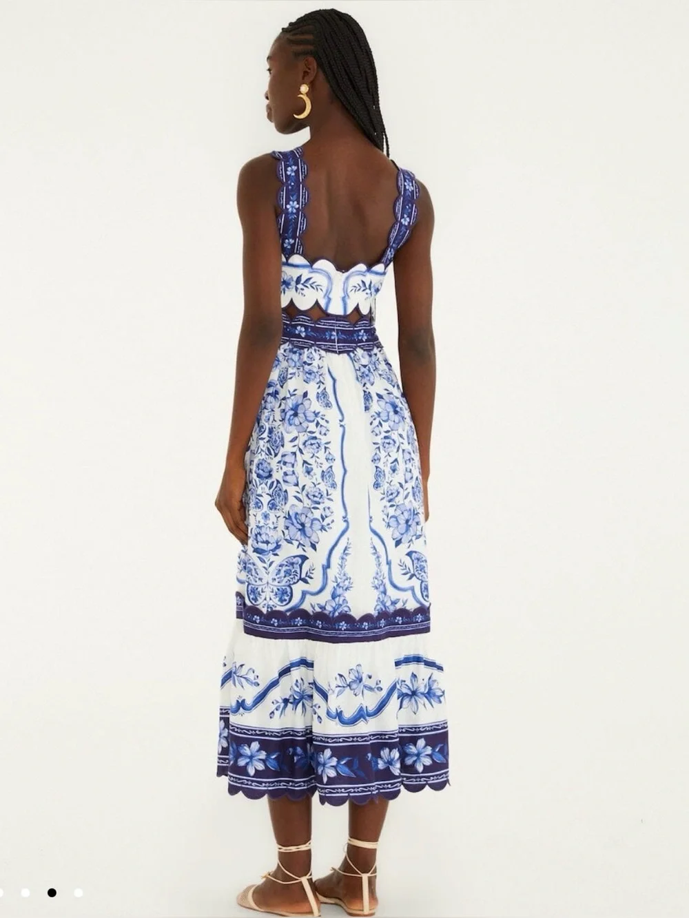 FARM Rio Porcelain Garden blue white floral Midi Dress NWT